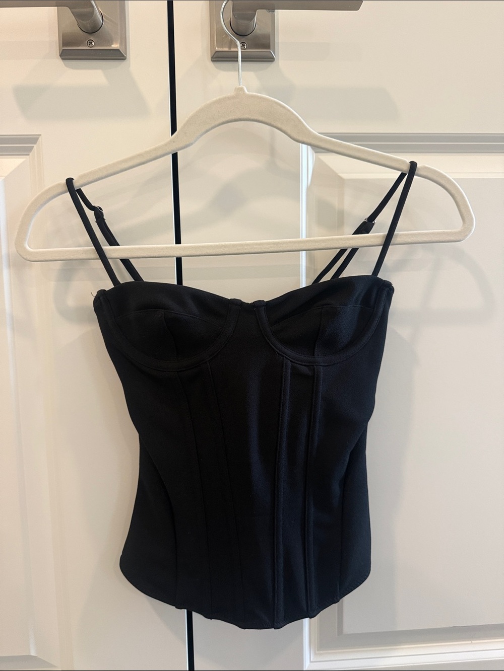 White Fox Boutique Black Corset Camisole with Spaghetti Straps